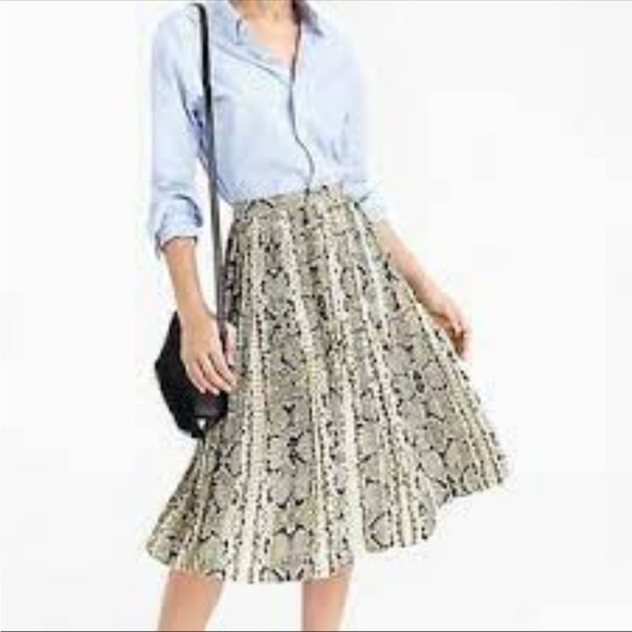 J Crew Snake Pleated Midi Skirt A-line, size 10 - Picture 4 of 4